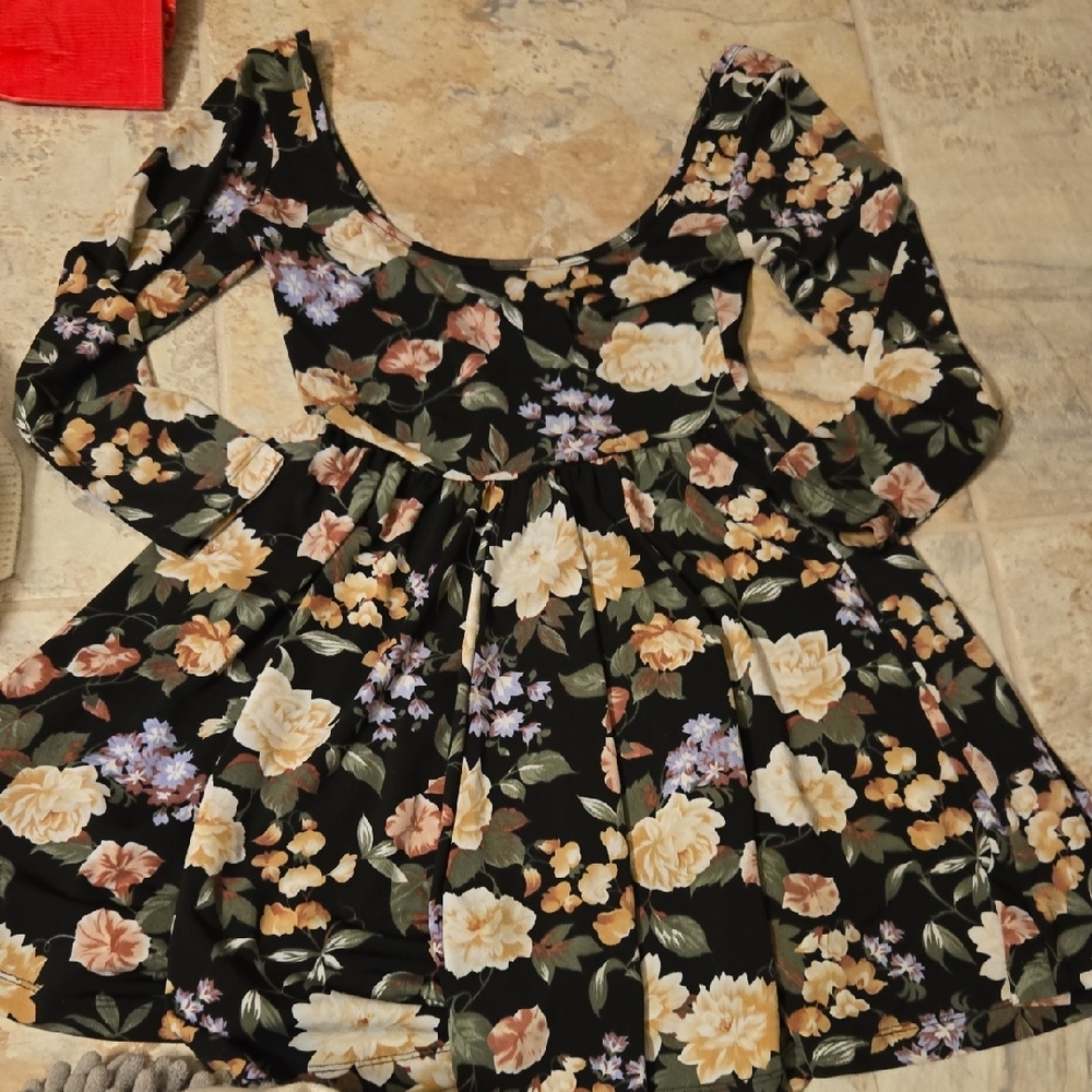 Topshop Low Cut Slinky Peplum Tunic S